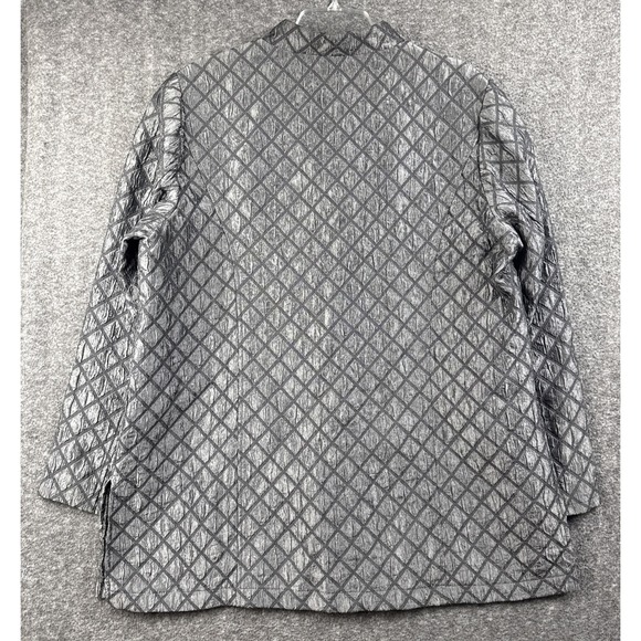 Coldwater Creek Womens XL Gray Textured Diamond Button Front Jacket Blazer - Picture 2 of 9